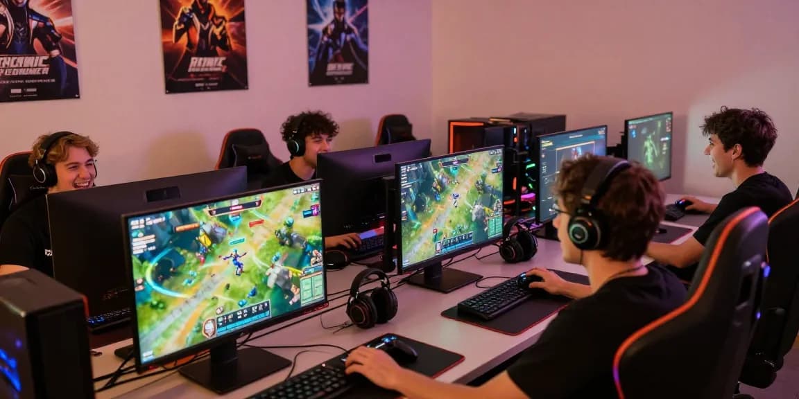 Exciting gaming scene featuring players and vibrant setups at hm 88
