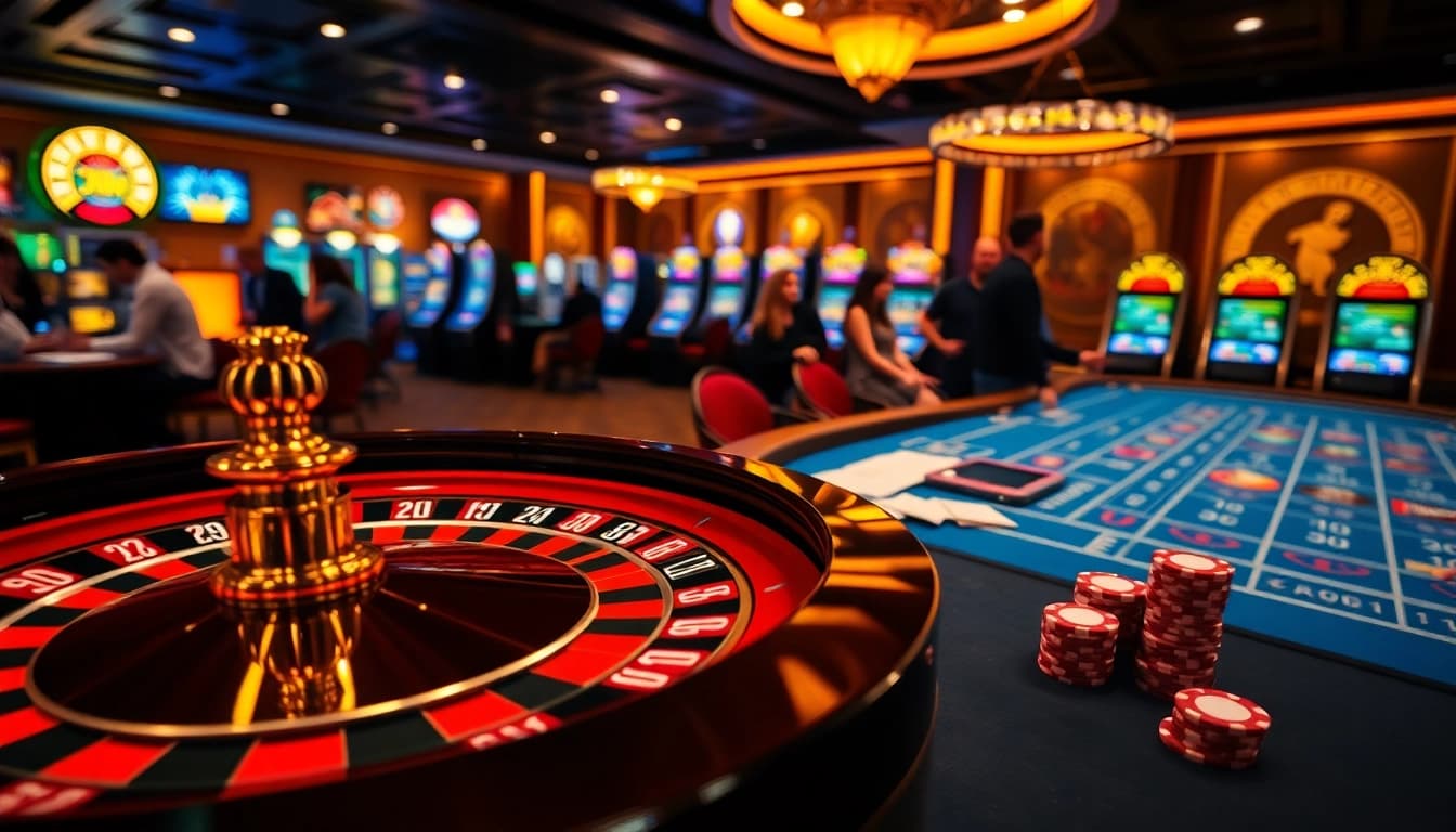 Gamblers engage with DA88-branded betting slips and vibrant poker chips in a luxury casino setting.