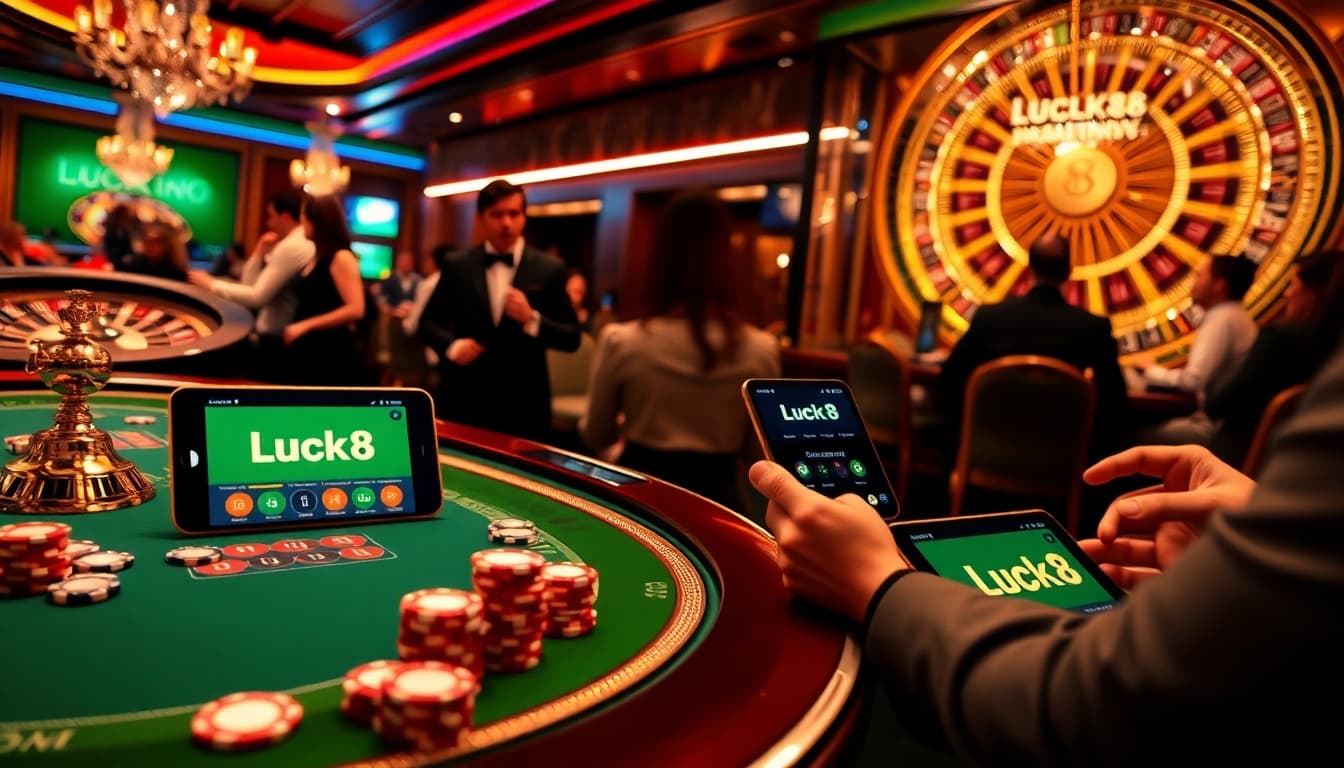 Experience high-stakes gaming at Luck8 with vibrant casino tables and dynamic action.