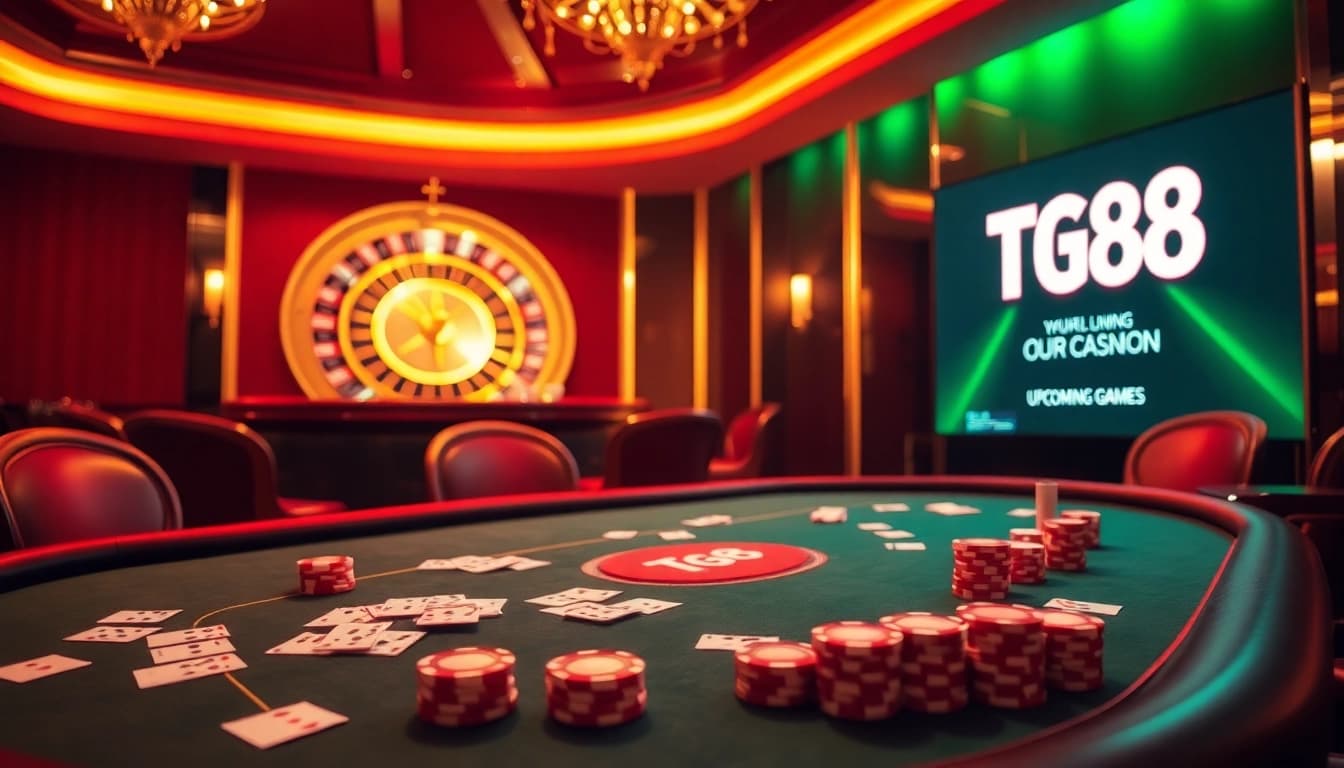 Exciting casino experience at https://tg88link.com/ with poker chips and roulette wheel for active players.