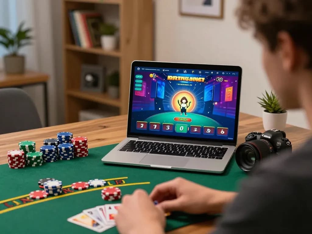 Engaging in live dealer blackjack at vu88 from home, showcasing an immersive online gaming experience.