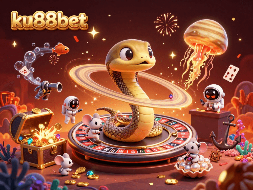 Experience the thrill of ku88bet as astronaut mice place bets on a cosmic roulette wheel!