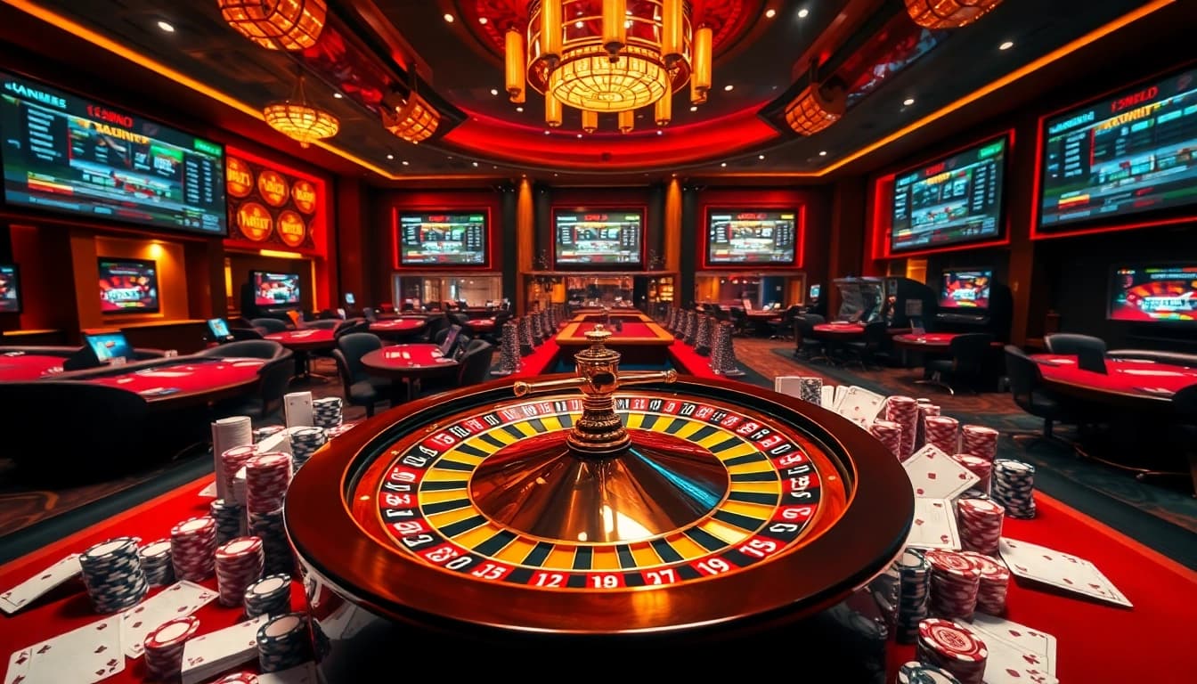 Experience the thrill of TOP nhà cái uy tín at a luxurious casino with roulette, cards, and poker chips.