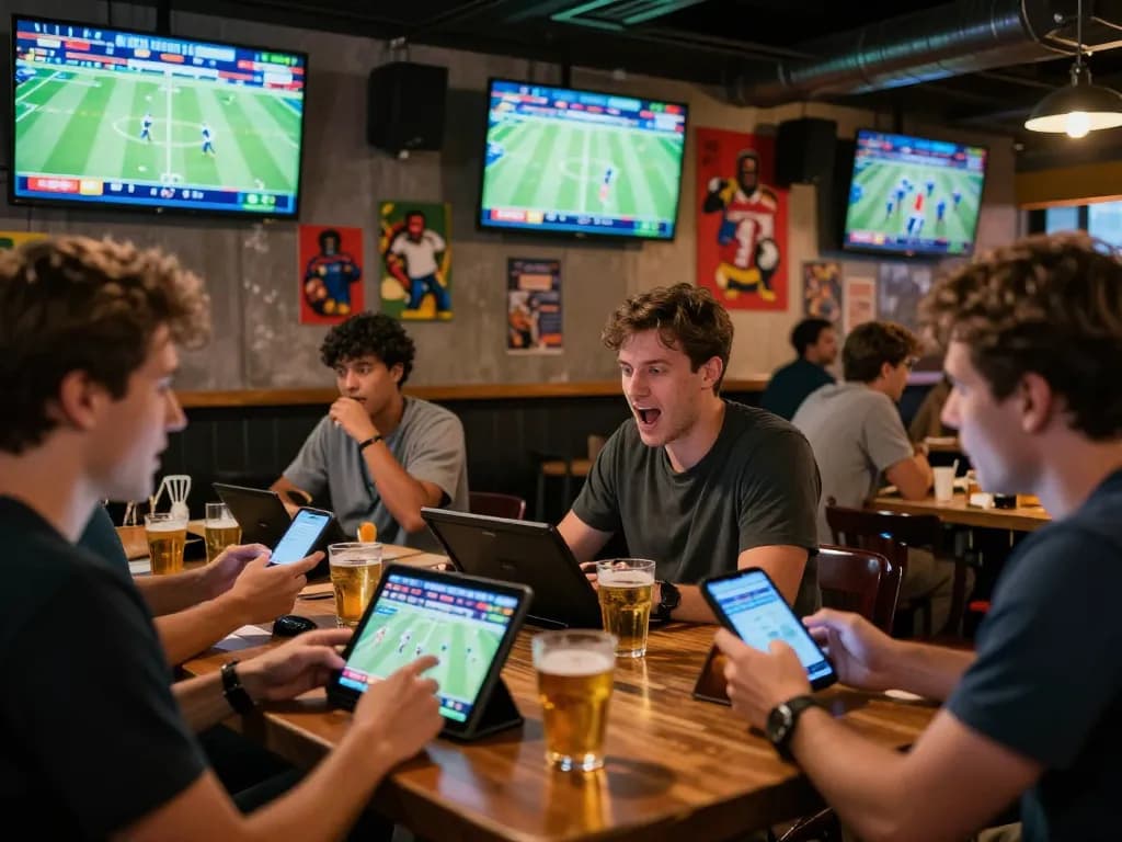 Engaged patrons enjoying live sports betting at b52club's vibrant venue