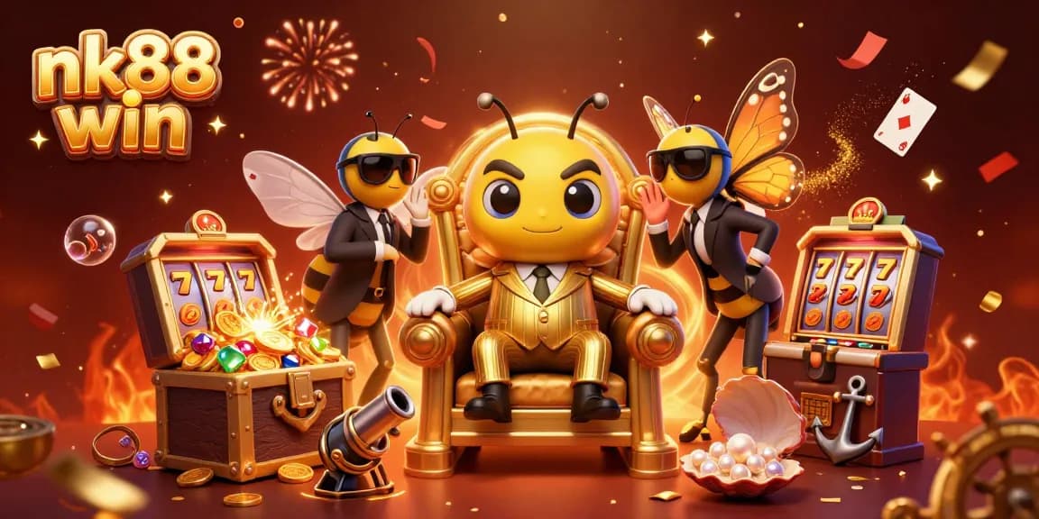 Experience exciting wins with nk88 win in this vibrant casino-themed 3D illustration.