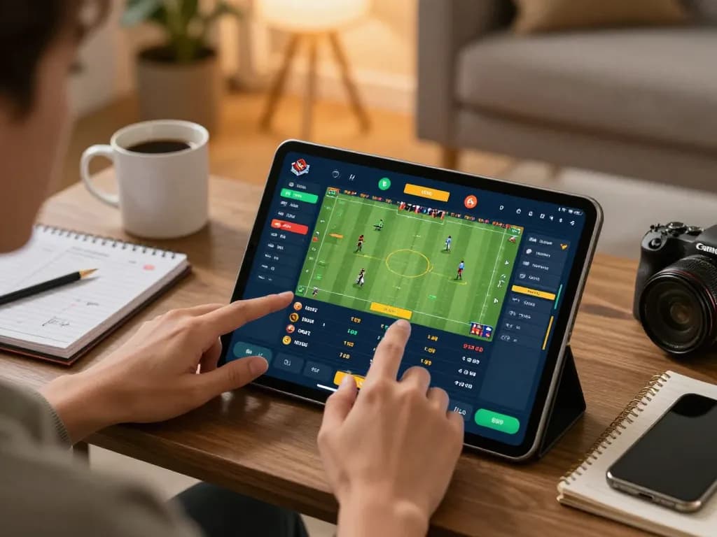 Engaging online sports betting scene on tablet, lu88vip app interface displaying odds