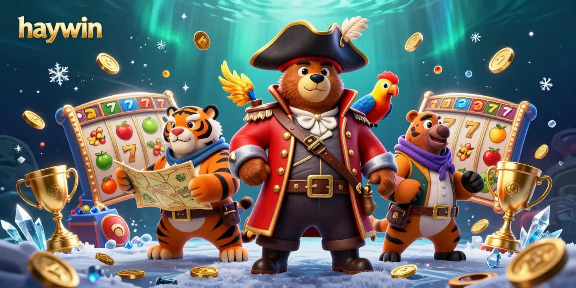 Experience the thrill of haywin's dynamic slots with a vibrant pirate scene and casino elements.