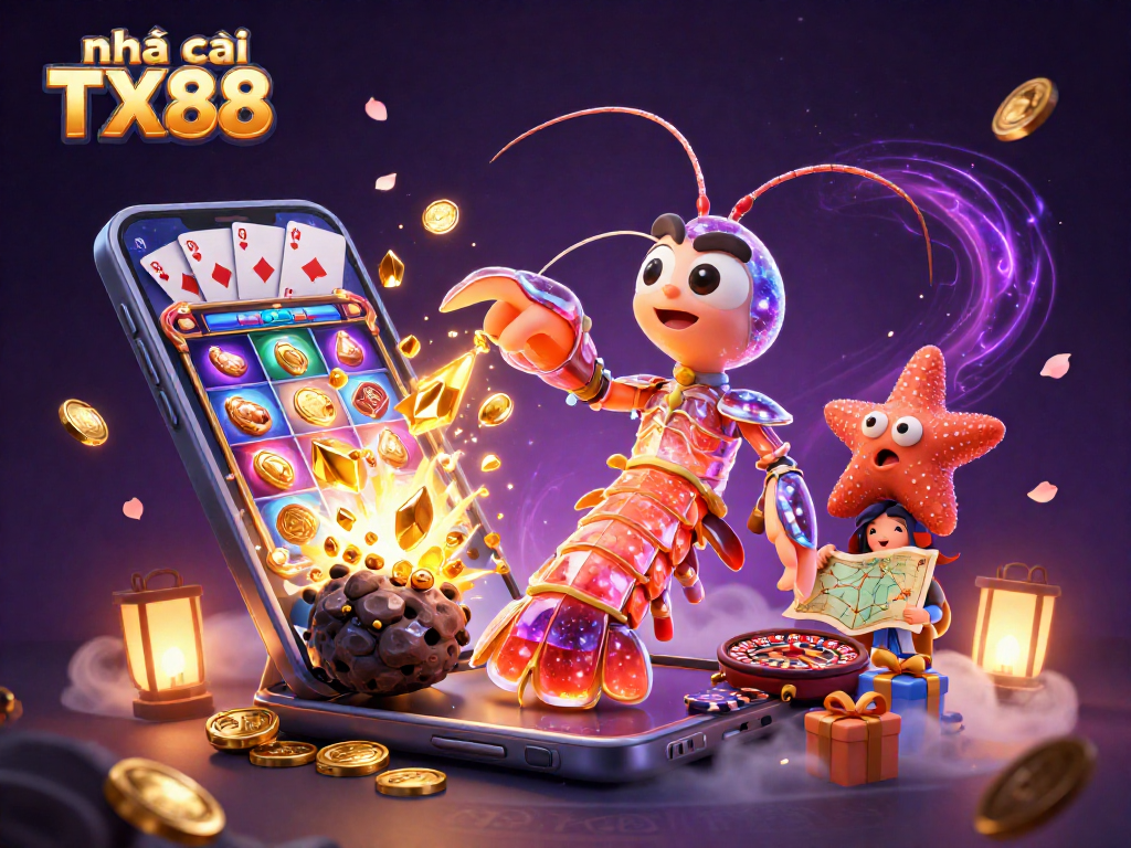 Engage in the vibrant gaming universe of nhà cái TX88 with an electrifying 3D illustration.