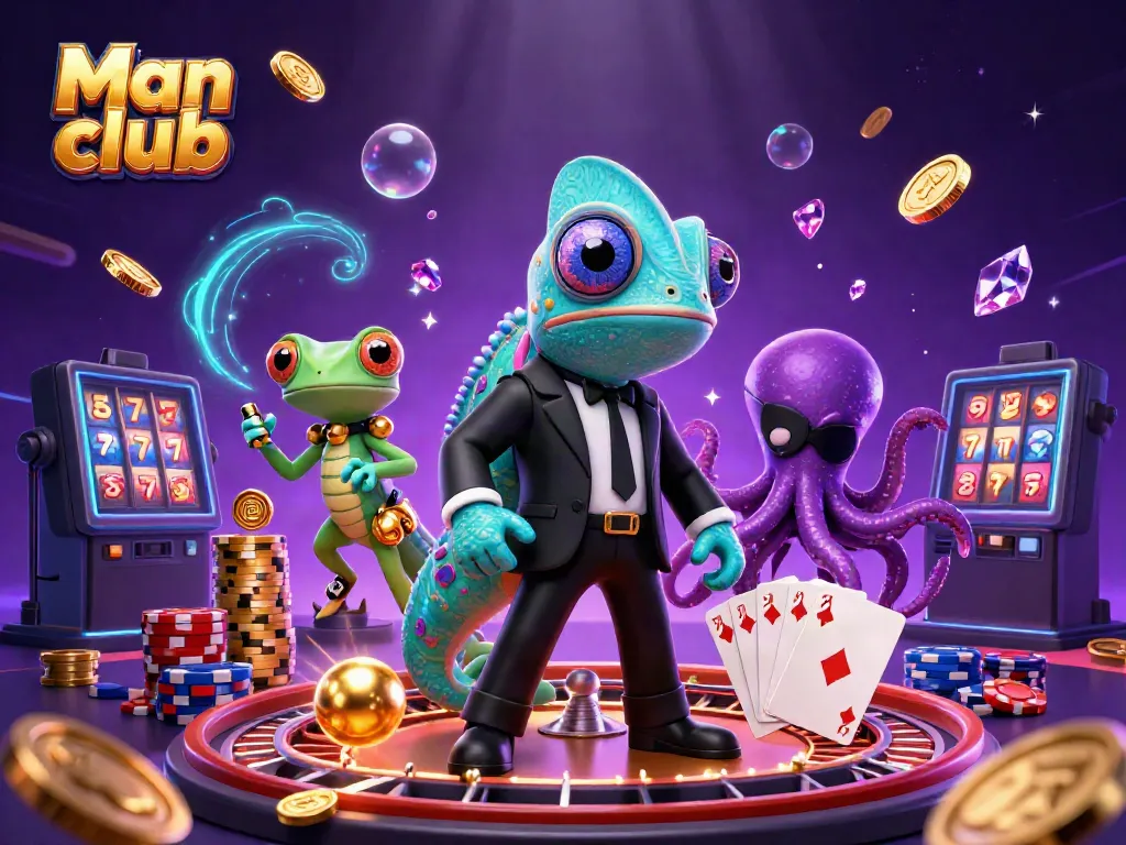 Experience thrilling gameplay with Man club's vibrant 3D casino adventure featuring mesmerizing characters and dynamic elements.