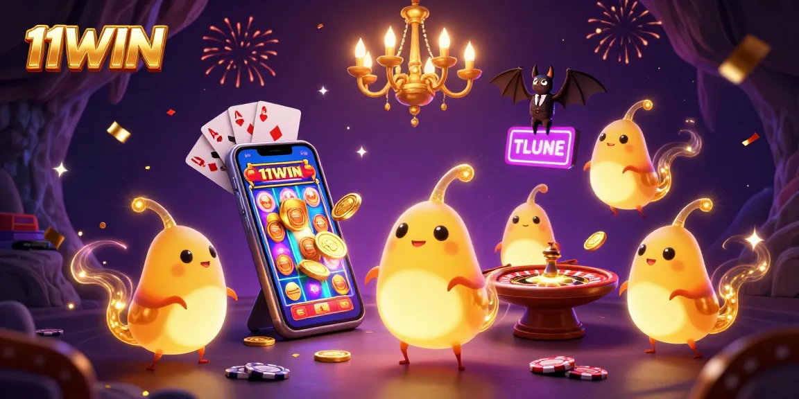 Experience the vibrant casino atmosphere of 11WIN with glowworms lighting up the gaming scene, celebrating big wins!