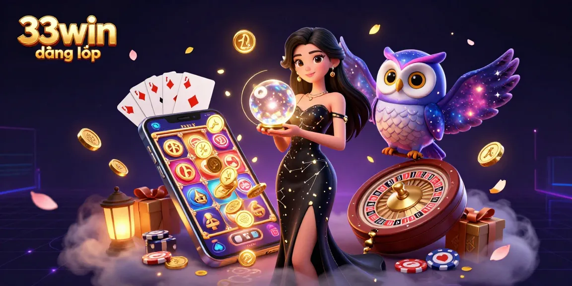 Engage with the vibrant scene of 33win đăng nhập illustrating immersive casino elements, players, and mystical characters.