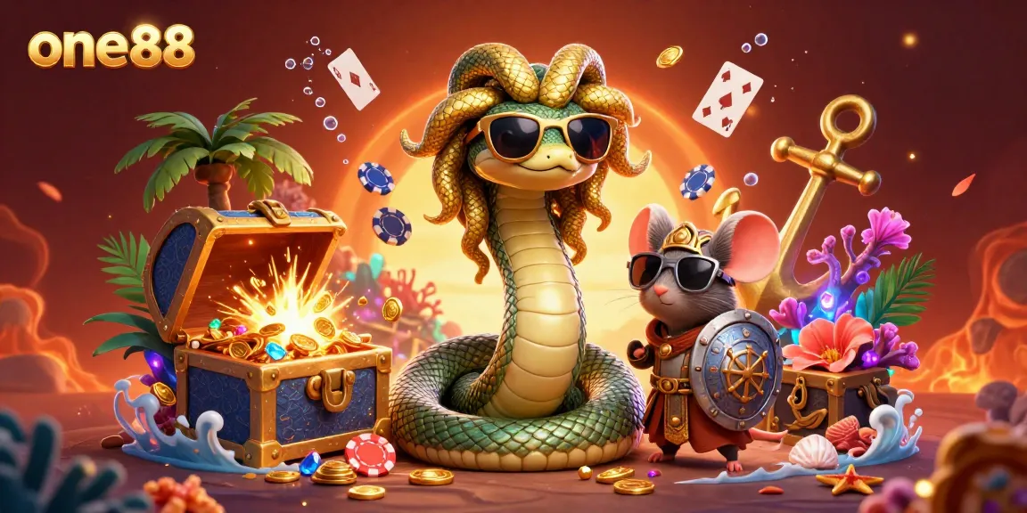 Join the fun with one88 in this vibrant 3D casino scene featuring engaging characters and casino elements.