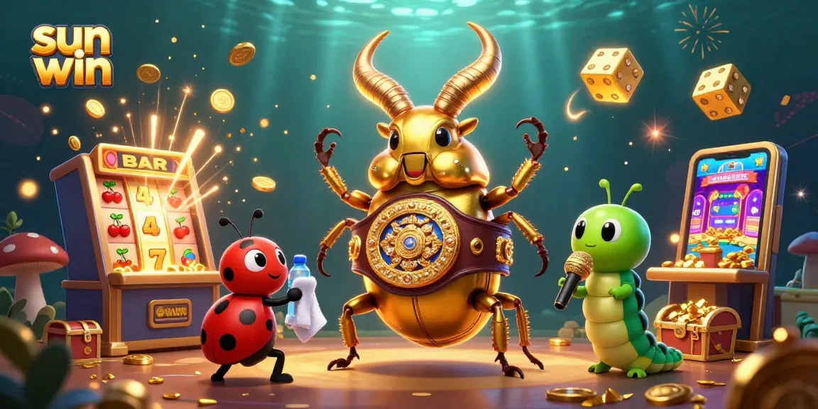 Experience sun win action with vibrant 3D characters amidst jackpot excitement and casino elements.