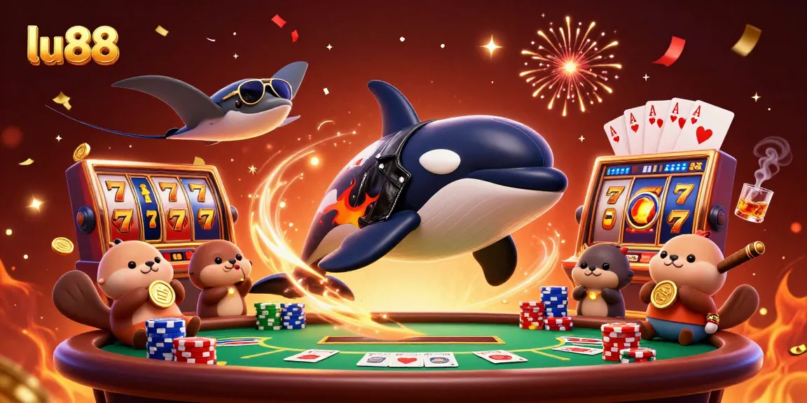 Join the fun at lu88 with a lively scene of animated sea creatures winning big at the slots.