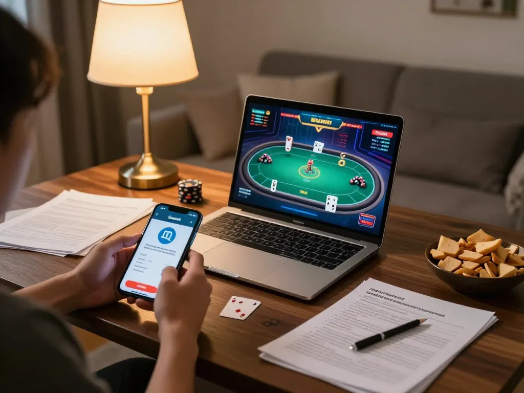 Engaging online gaming experience on Sunwin app while enjoying a cozy home atmosphere.