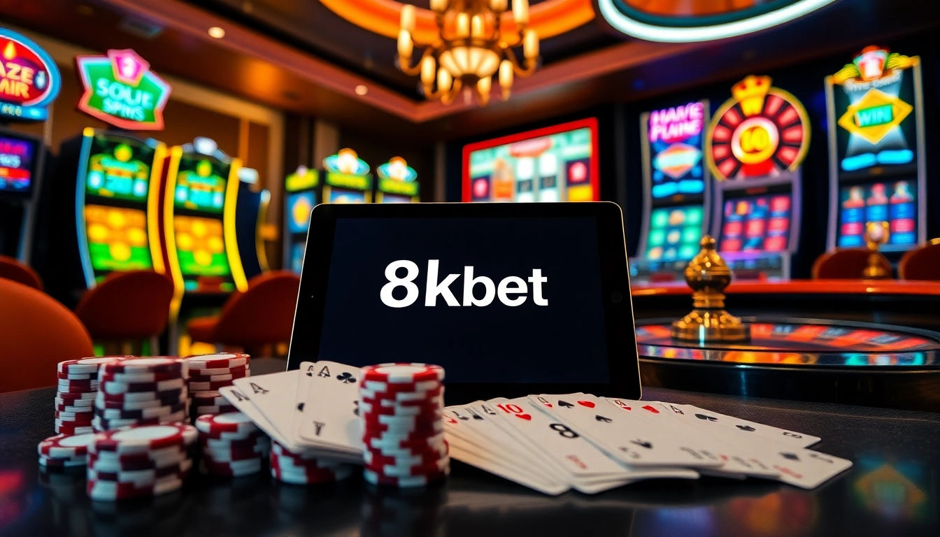 Experience the excitement of online gaming at 8kbet.hair with vibrant casino elements.