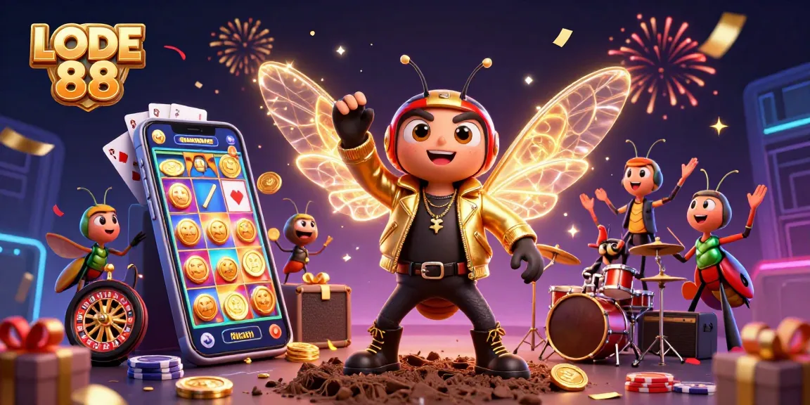 Experience the excitement of LODE 88 with a vibrant casino-themed 3D digital illustration.