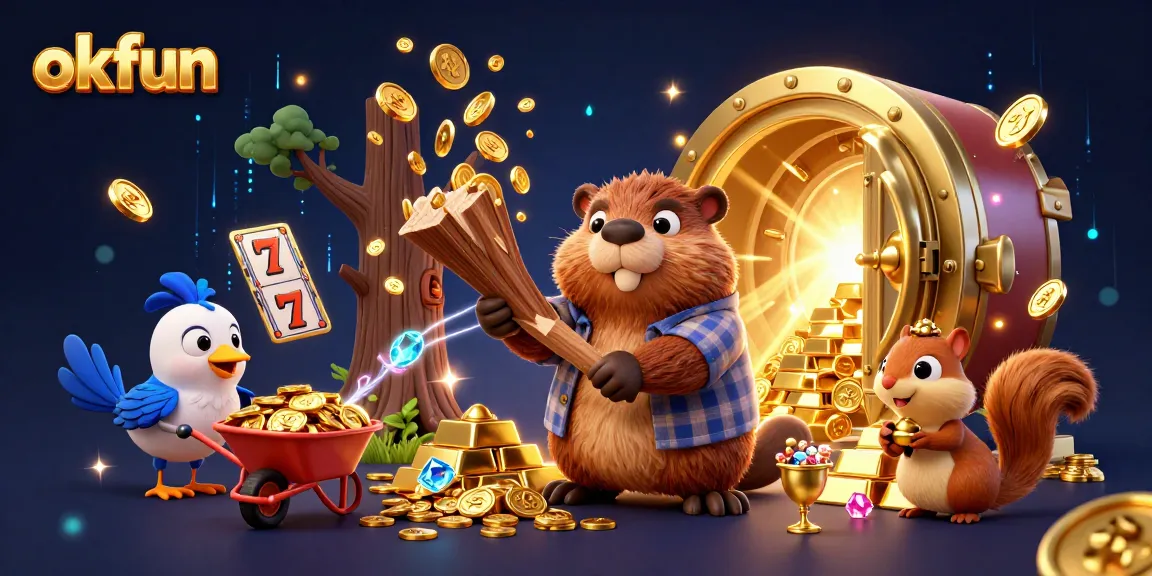 Experience the excitement of okfun as players encounter a rich casino scene filled with golden treasures and engaging slot elements.