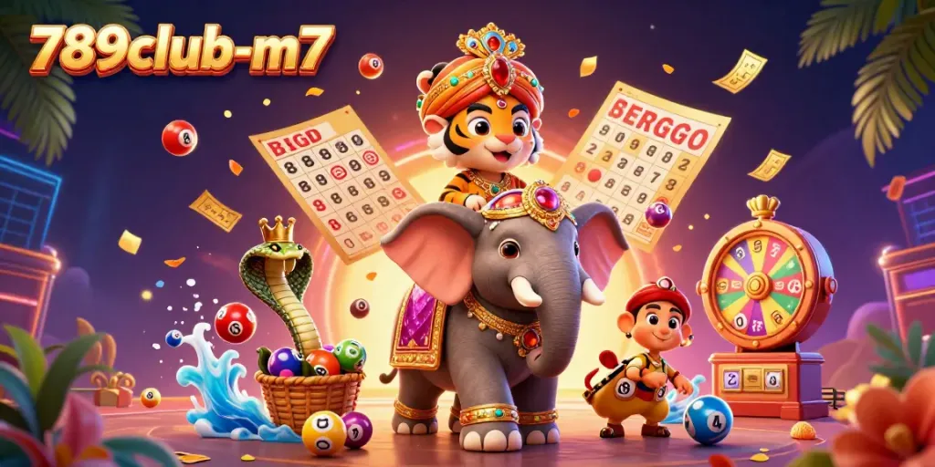Engage with vibrant lottery elements at 789club-m7 in this immersive 3D casino scene.
