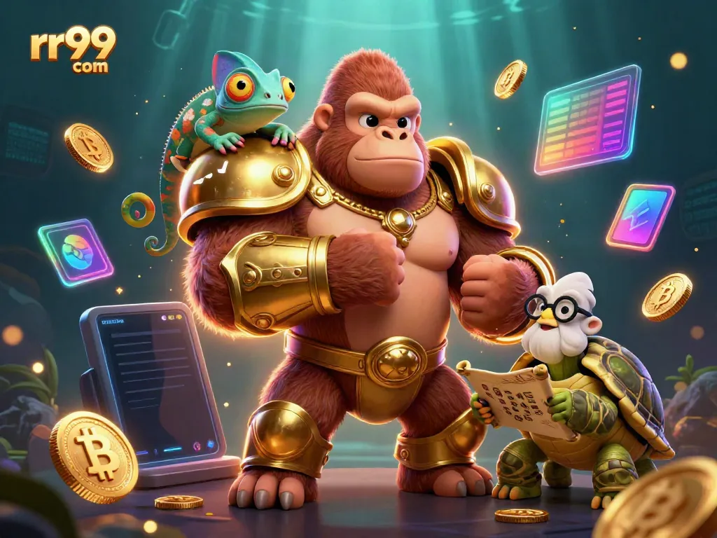 Engage with rr99 com powerful online gambling experience featuring characters and crypto elements in action.
