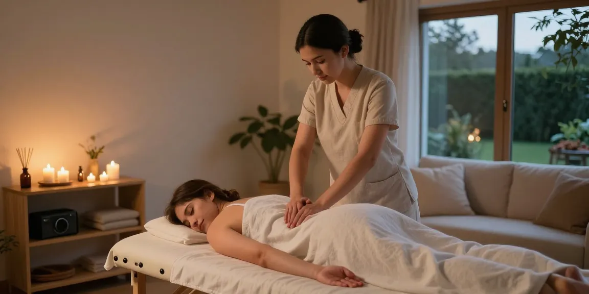 Experience relaxing 오산출장안마 in a serene massage scene at home.