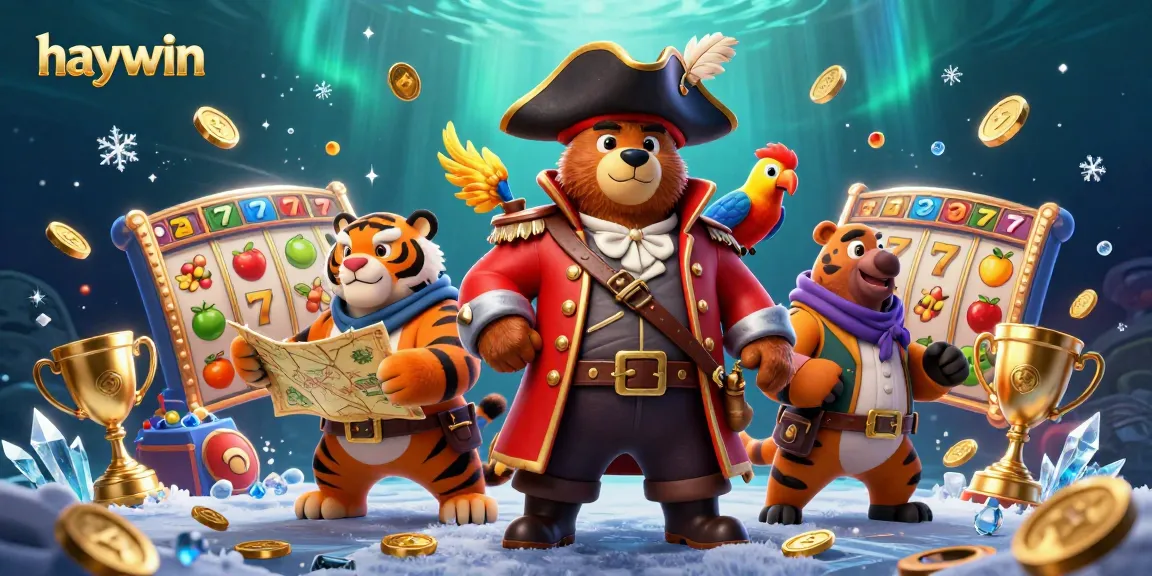 Experience the thrill of haywin's dynamic slots with a vibrant pirate scene and casino elements.