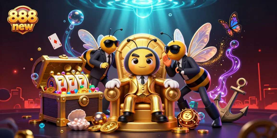 Win big with 888 new in this vibrant 3D casino illustration showcasing energetic gameplay and characters.
