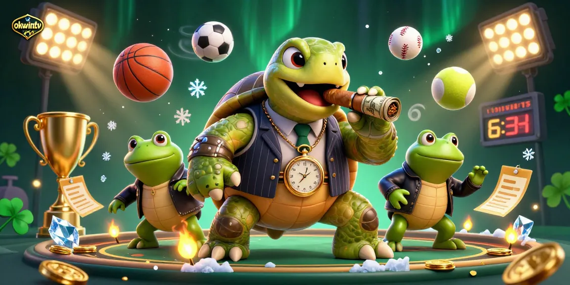 Experience betting on okwintv as a snapping turtle mobster takes center stage in a vibrant casino.