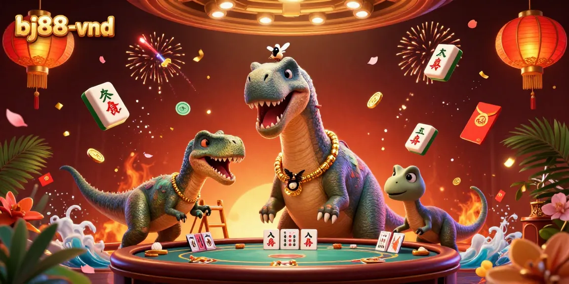 Experience the thrill of gambling at bj88-vnd with 3D animated characters and vibrant casino elements.