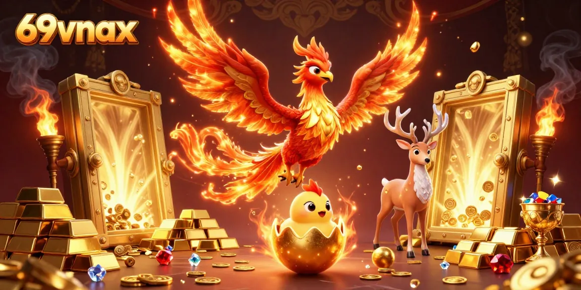 Join the thrilling world of 69vnax as the enchanting phoenix rises amidst treasures and fortune.